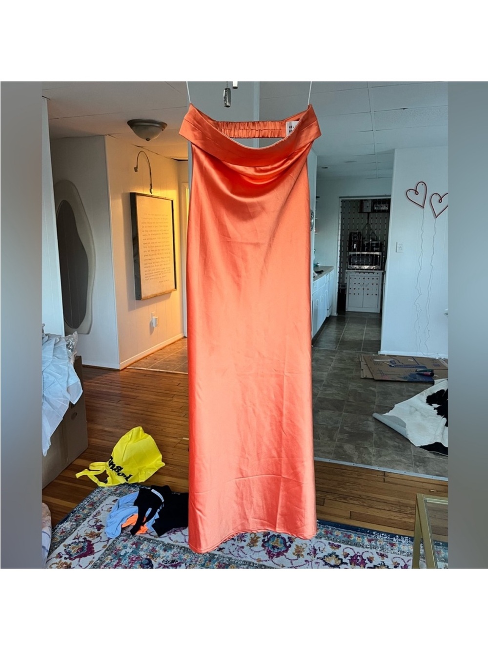 Hello Molly Orange Satin Midi Dress